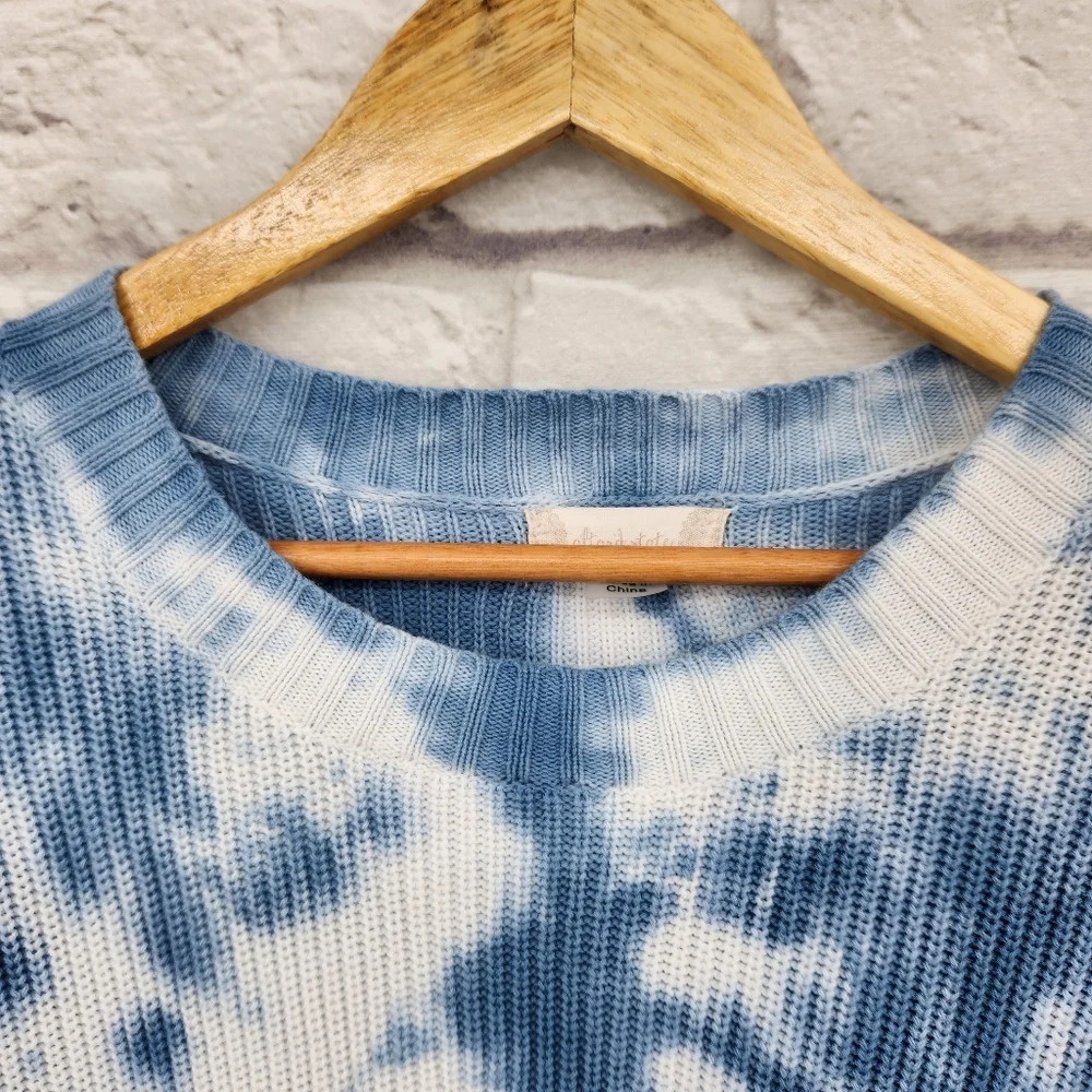 ALTAR'D STATE Ribbed Blue White Long Sleeve Tye Dye Sweater Sz XS - Picture 2 of 10